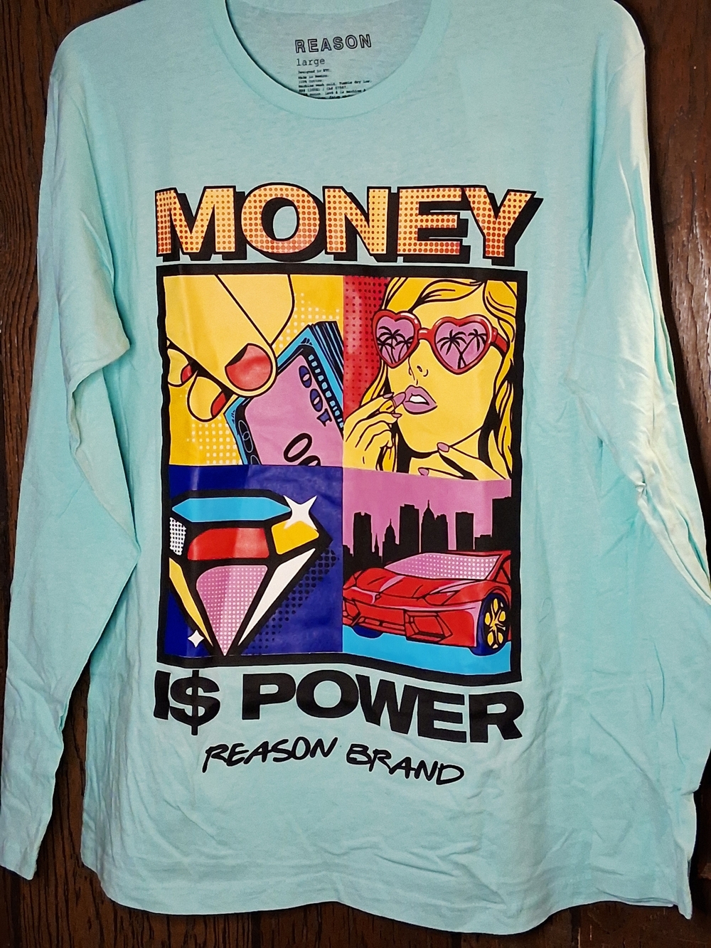 Reason Brand Men's Graphic Long Sleeve Tee in Blue Size Large